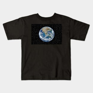 Planet Earth against dark starry sky Kids T-Shirt